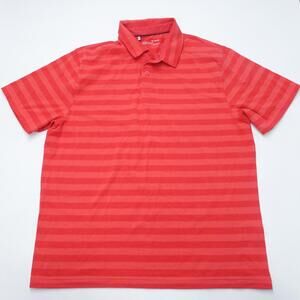 Under Armour Heatgear Polo Shirt Men's XL Red Striped Stretch Loose Collared